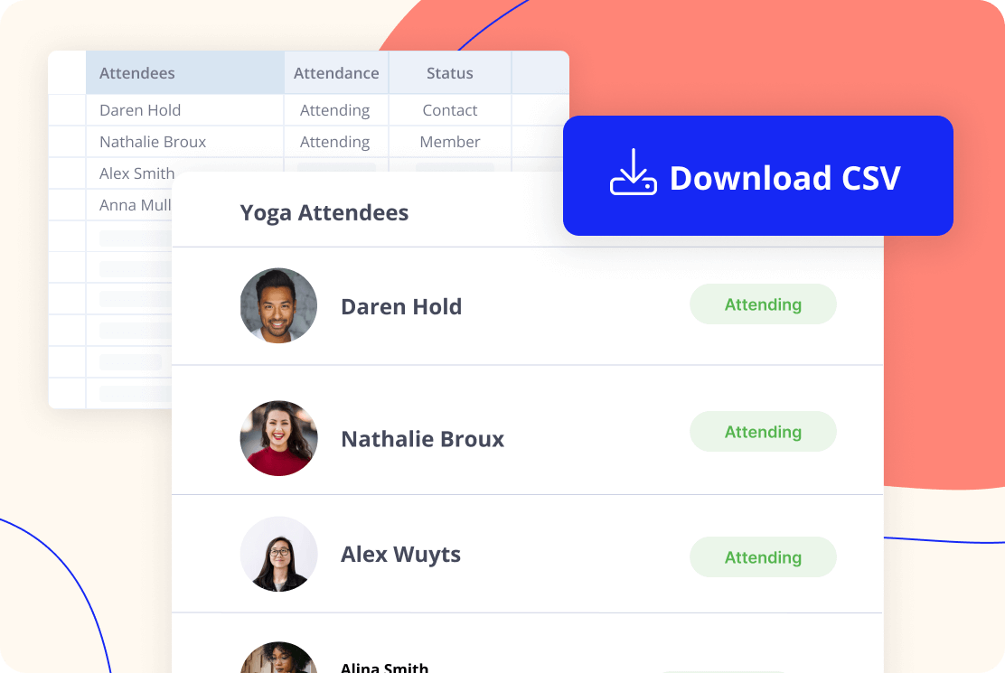 Liste des participants à l'événement au format CSV