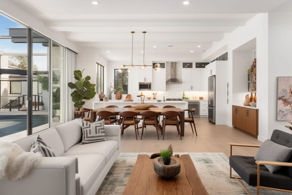 Une décoration de ferme chic et moderne dans un intérieur ouvert par Decorilla