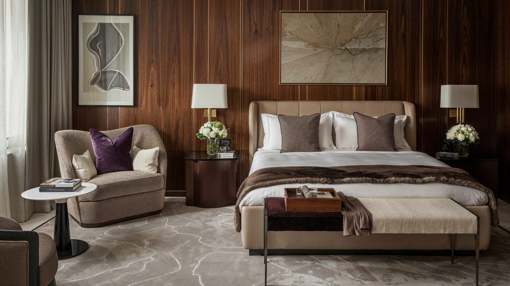 Conception de chambre à coucher transitionnelle du milieu du siècle par DECORILLA