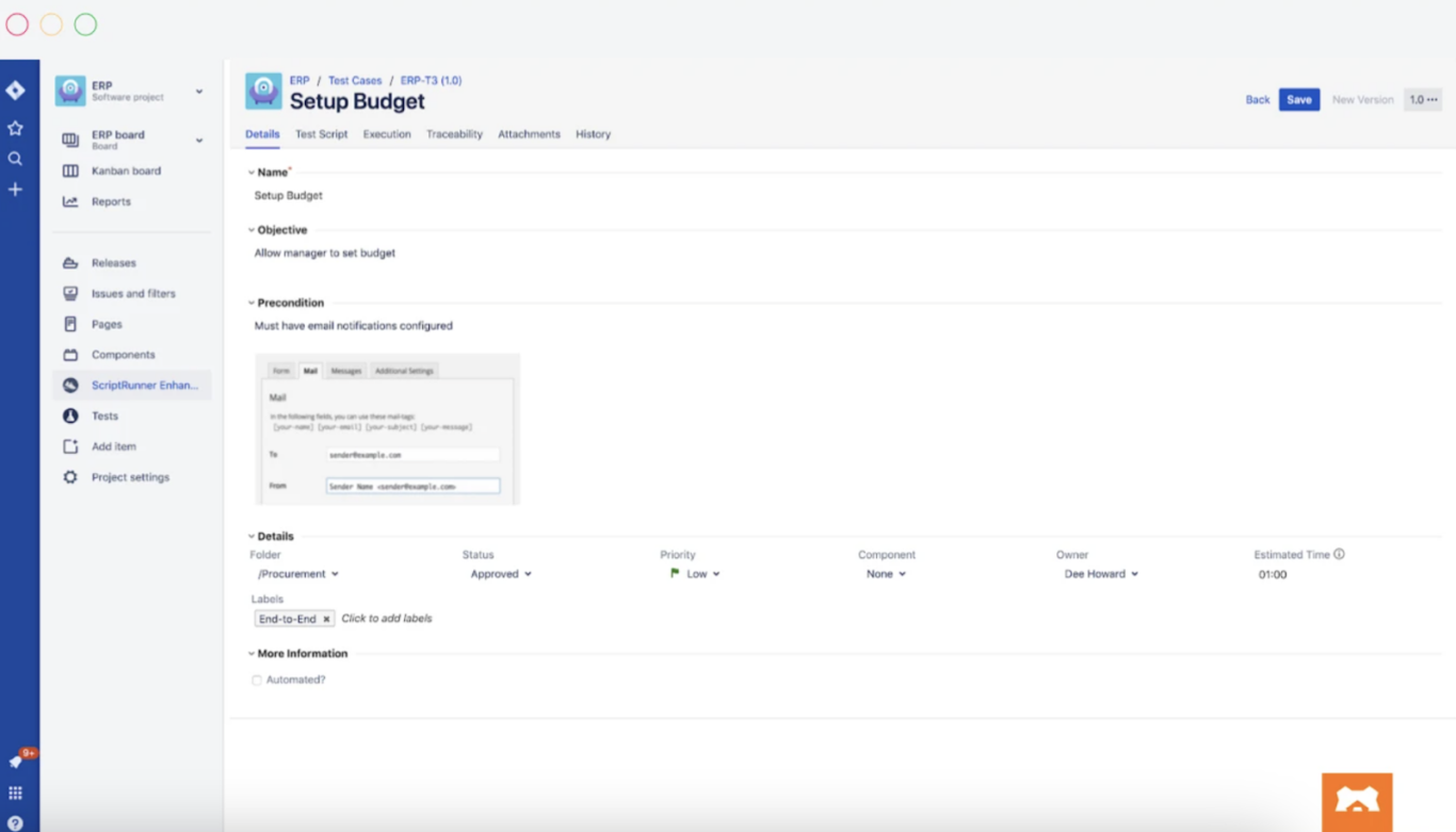 Une capture d'écran de Zephyr Scale, l'une des nombreuses applications Jira.