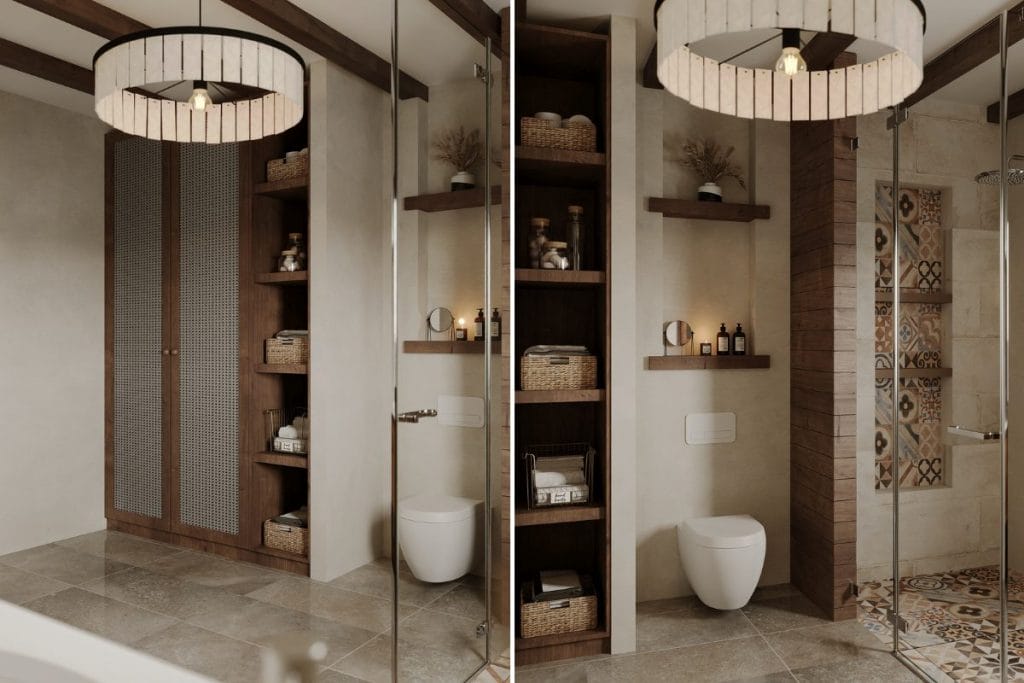 Salle de bain montagneuse rustique par décoroul