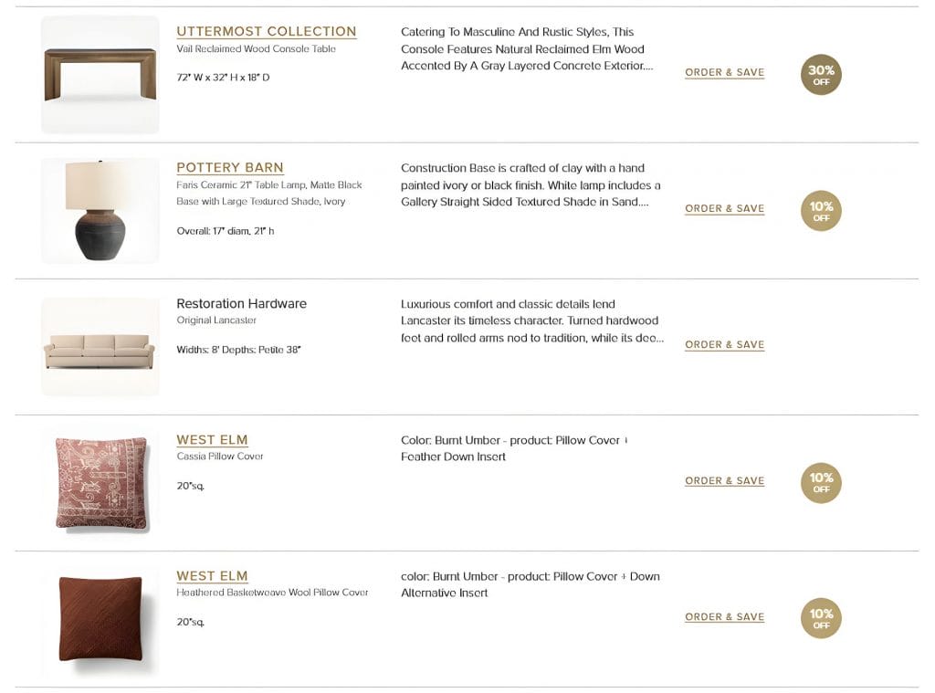 Liste de shopping par Decorilla