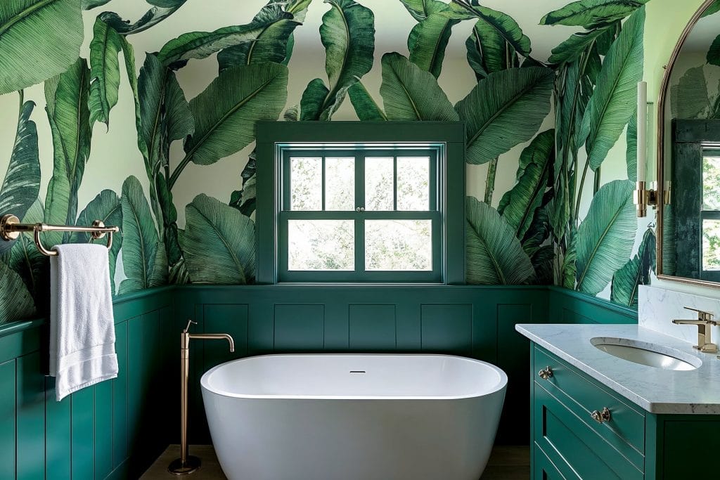 Fond d'écran de plafond tropical Design de salle de bain par décoroul