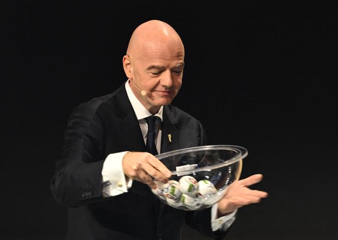 Le président de la Fédération internationale de football, Gianni Infantino, le 5 décembre 2025, lors du tirage au sort des groupes de la Coupe du monde 2026, à Washington (Etats-Unis).