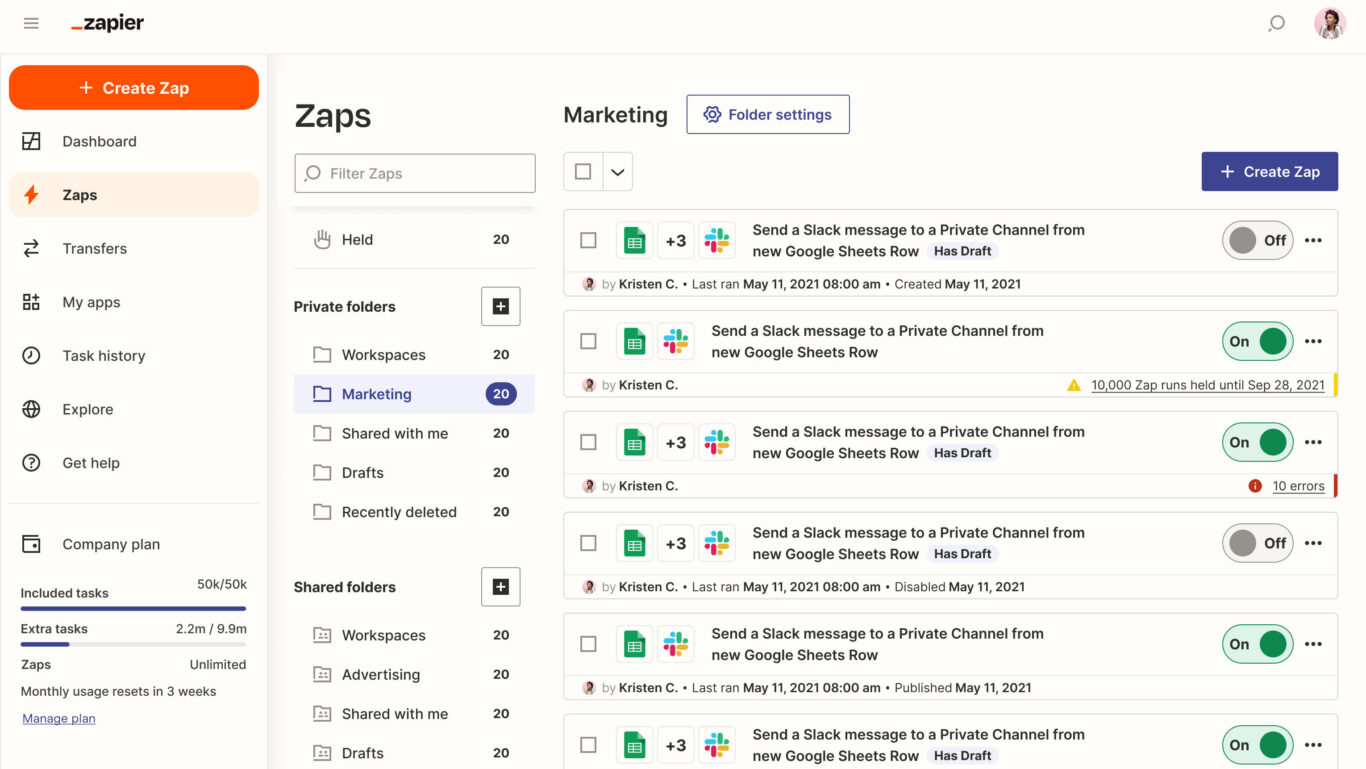 Une capture d'écran de Zapier, une plateforme d'automatisation populaire pour Azure DevOps.