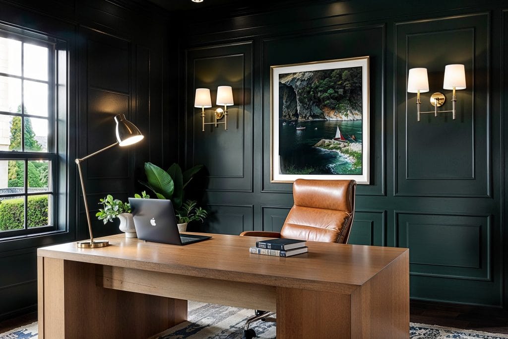 Conception de bureau à domicile transitionnel par Decorilla