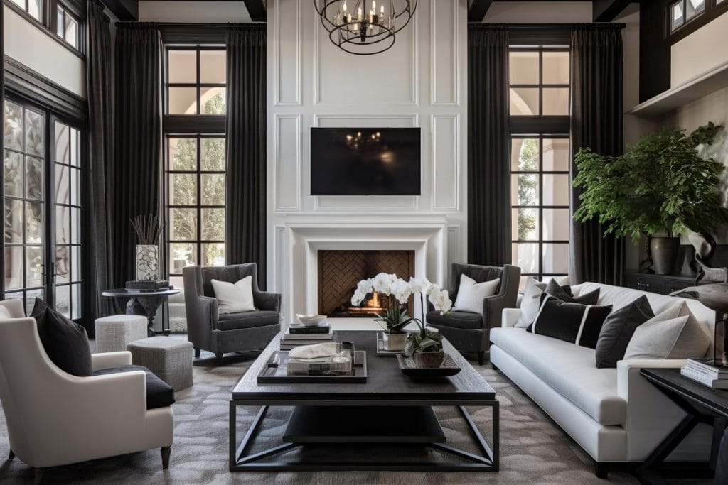 Intérieur transitionnel en noir et blanc par Decorilla