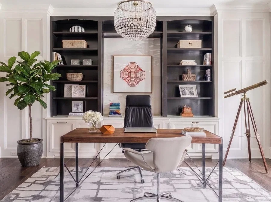 Fond de bureau à domicile moderne par Decorilla